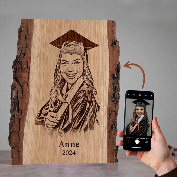 Gepersonaliseerde Pyro-Fotoplank - Gebrand Houten Afstudeercadeau