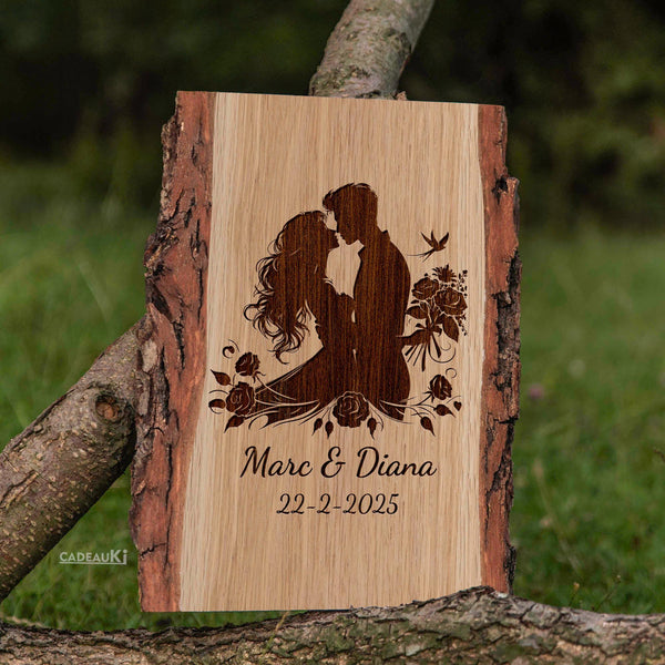 Houten Liefdeskunstwerk – Gepersonaliseerd met Namen & Datum