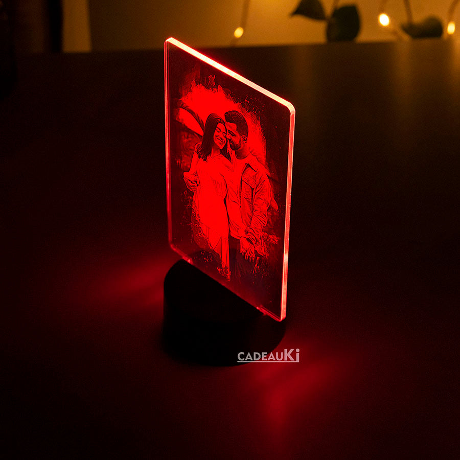 Gepersonaliseerde rode verlichting LED-fotolamp met romantische foto.