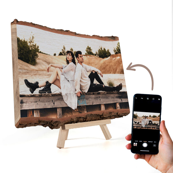 Gepersonaliseerd Fotocadeau op Hout met Schors